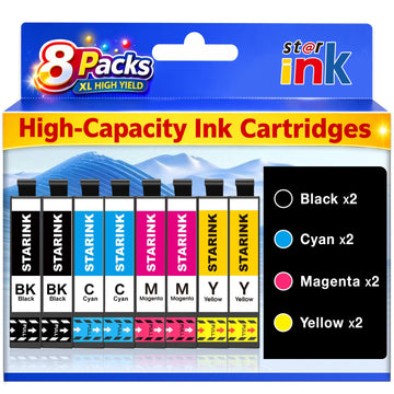 Starink Remanufactured Ink Cartridge Replacement for Epson 232XL Ink Cartridges Combo Pack Compatible with Epson Workforce WF-2930 WF-2950 Expression XP-4200 XP-4205 Printer (8 Pack)