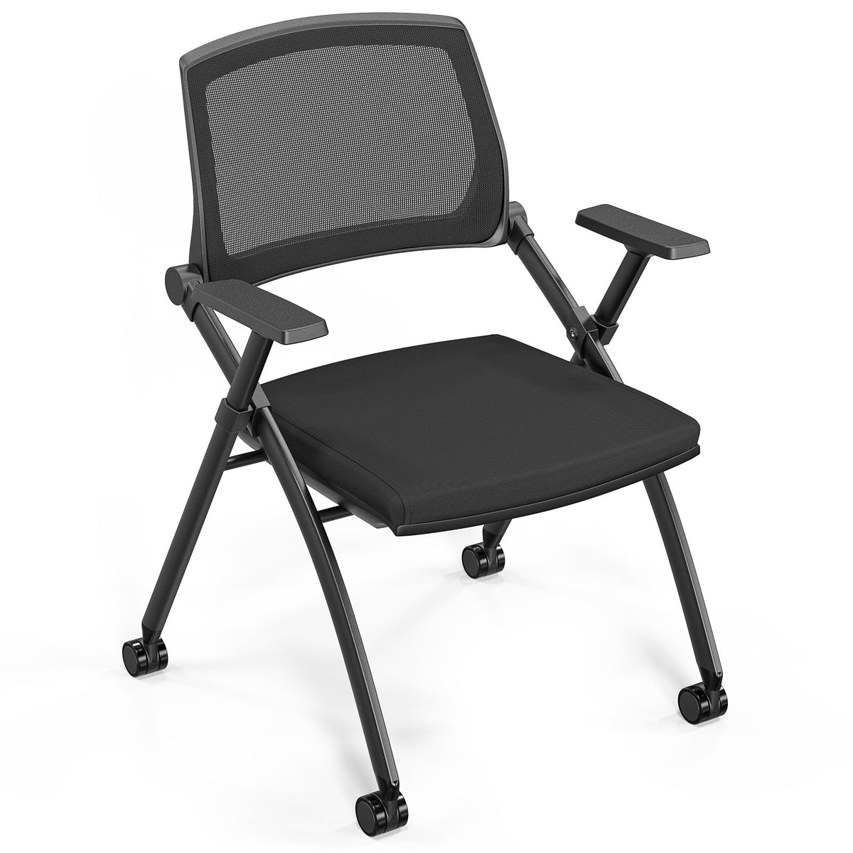 Vingli 1 Pack Stackable Conference Room Chairs with Wheels, Folding Office Chair with Rebound Back, Padded Seat for Training Room, Guest,