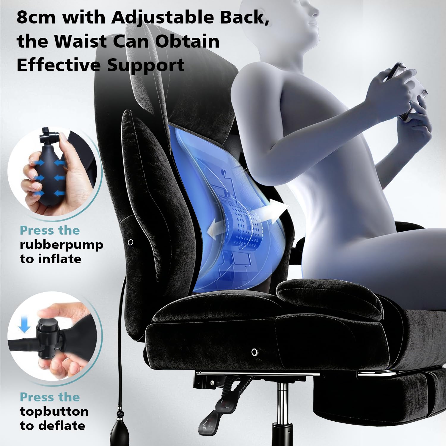 Wailor 600lbs Big and Tall Office Chair for Heavy People,heavy Duty Comfy Executive Office Desk Chair with Adjustable Lumbar Support,high Back