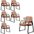 Clatina Big & Tall 500 Lb Waiting Room Chairs with Padded Armrests and Sled Base, Leather Stationary No Wheels Office Guest Chair for Reception