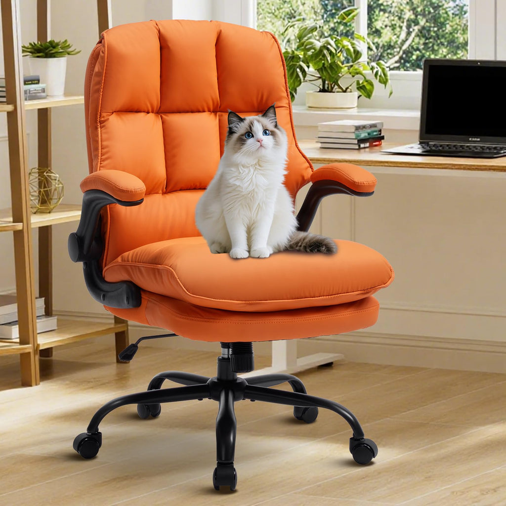 Comfy Office Chair Soft and Double Cushioned Ergonomic Computer Desk Chair, Orange