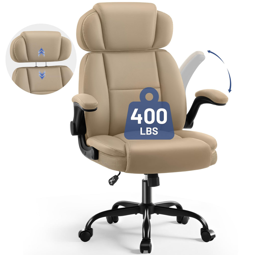 Areshark Ergonomic Office Chair with Lumbar Support, 400lbs Heavy Duty Big and Tall Executive Desk Chair, Pu Leather High Back Computer Chair