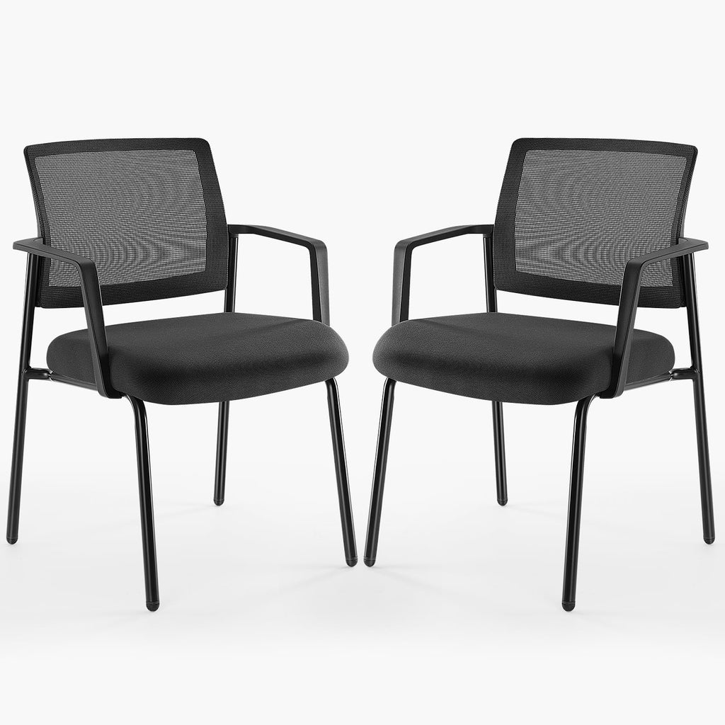 Dumos Stacking Arm Chairs 2 Pack, Mesh Office Guest Reception Chairs, Black