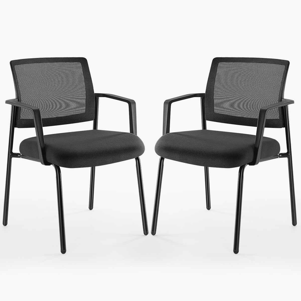 Dumos Stacking Arm Chairs 2 Pack, Mesh Office Guest Reception Chairs, Black