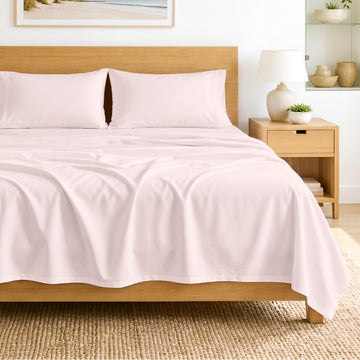 SGI bedding 100% Egyptian Cotton Sheets Full Size – 600 Thread Count Sheets Set, Soft, Cooling, 15" Deep Pocket, Luxury Hotel Bedding, Breathable, Durable - Blush