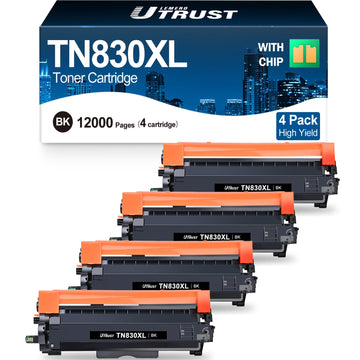 Compatible TN830XL Toner Cartridge Replacement for Brother TN830XL TN830 830XL Toner Work with Brother DCP-L2640DW HL-L2460DW HL-L2480DW HL-L2400D HL-L2405W MFC-L2820DW Printer 4 Pack TN830 High Yield