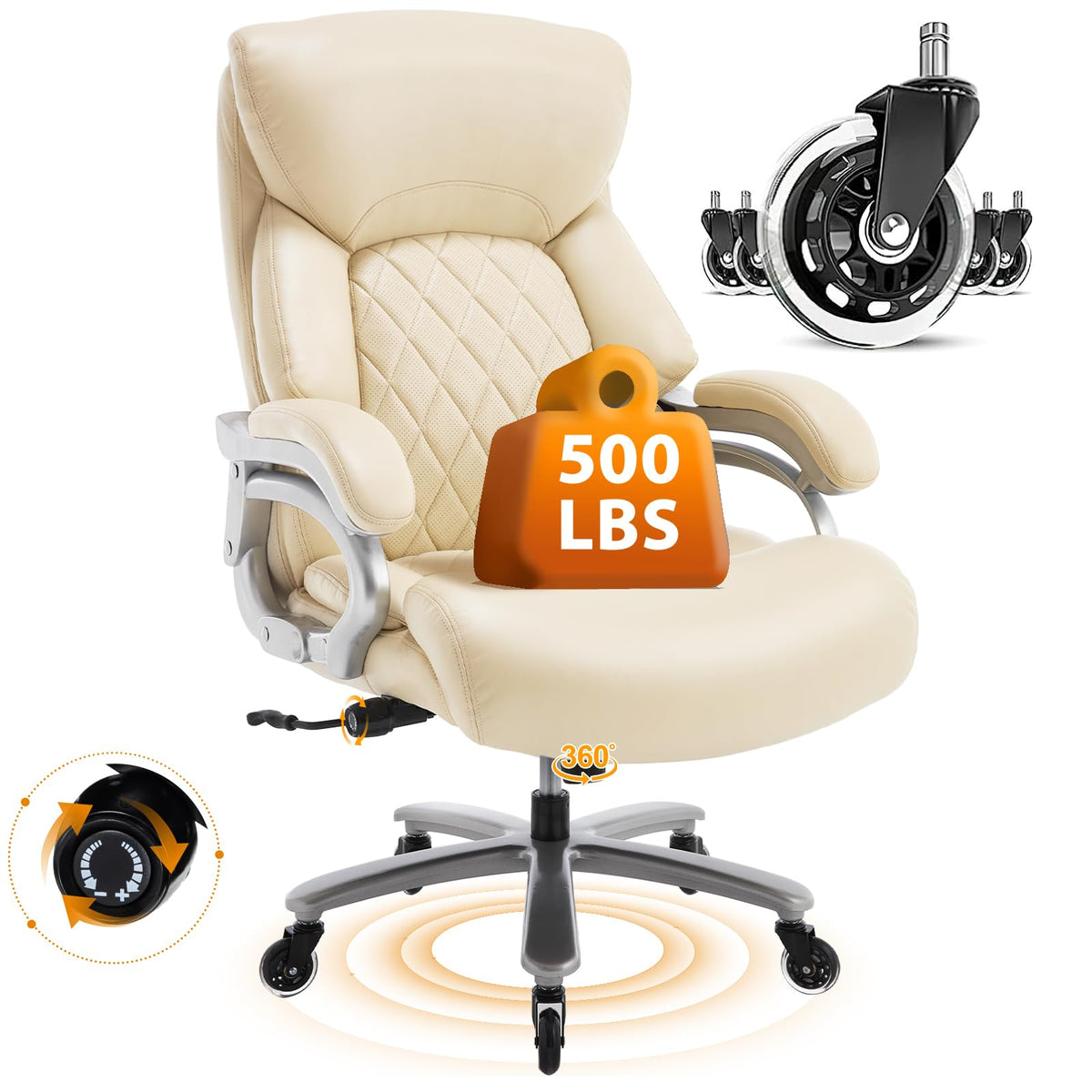 Zsqn Big and Tall Office Chair for Heavy People, 500lbs High Back Extra Wide Heavy Duty Executive Office Chair Comfortable for Home, Large