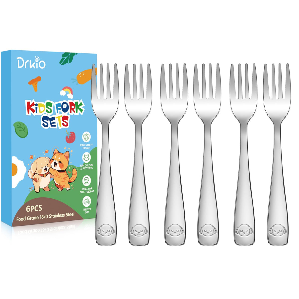 Stainless Steel Toddler Forks Set - 6 Pieces Kids Forks Set Children Safe Food Grade Kids Silverware Small Forks Metal Toddler Utensils Dishwasher Safe Mirror Polished