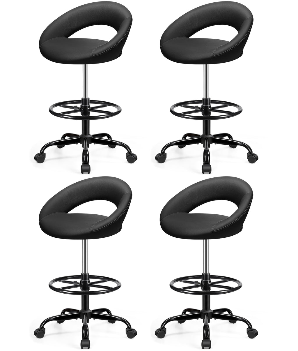 Stella Mia Ergonomic Drafting Chair for Standing Desk, Swivel Rolling Stool, 4 Pack, Black
