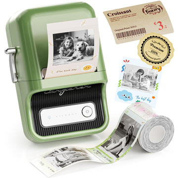 NIIMBOT B21 Pro Sticker Printer, 300DPI, Fun APP, Portable Inkless Label Printer, Bluetooth Sticker Maker for DIY Crafts, Notes, Scrapbook, Photo, Custom Labels & Gifts,Home Organization (Green)