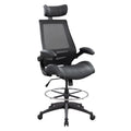 Boliss Leather Drafting Chair Ergonomic Tall Office Chair, BLS-2818HD, Black Leather Mesh Back
