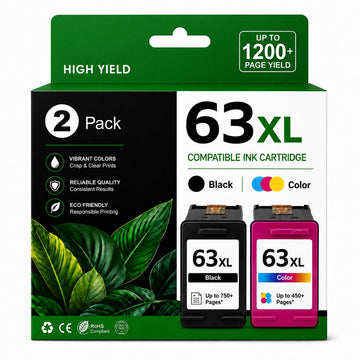 63XL Ink Cartridge Black and Color Replacement for HP Ink 63 63XL HP 63 Black Ink Cartridge Compatible with HP OfficeJet 3830 4650 5255 5258 5200 Envy 4520 4512 4510 DeskJet 1112 2130 3630 Printers