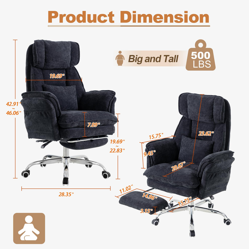 Bowthy Office Chair with Flip Armrests & Foot Rest,criss Cross Legged Home Office Desk Chair with Pet Seat,ergonomic Reclining Computer Gaming