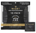 Valet 72% Two-Way Humidity Packs for Travel Containers, 10-Pack, 8g Each, Prevents Leaks and Controls Moisture with Natural Craft Paper Design, Resealable Bag