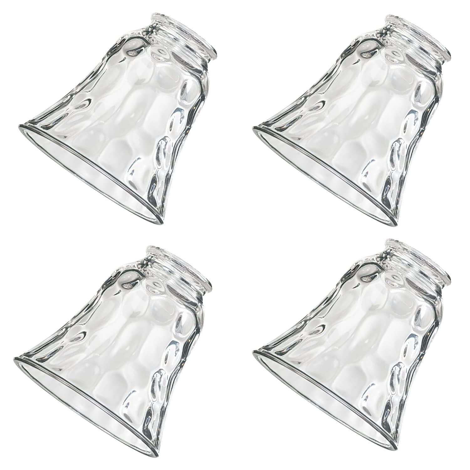 Glass Covers for Ceiling Fan, Glass Shade Replacement for Light Fixture, 4 Pack Glass Globes Clear Water Ripple for Wall Sconce Vanity Lighting Chandelier Pendant Light, 2 1/8" Fitter