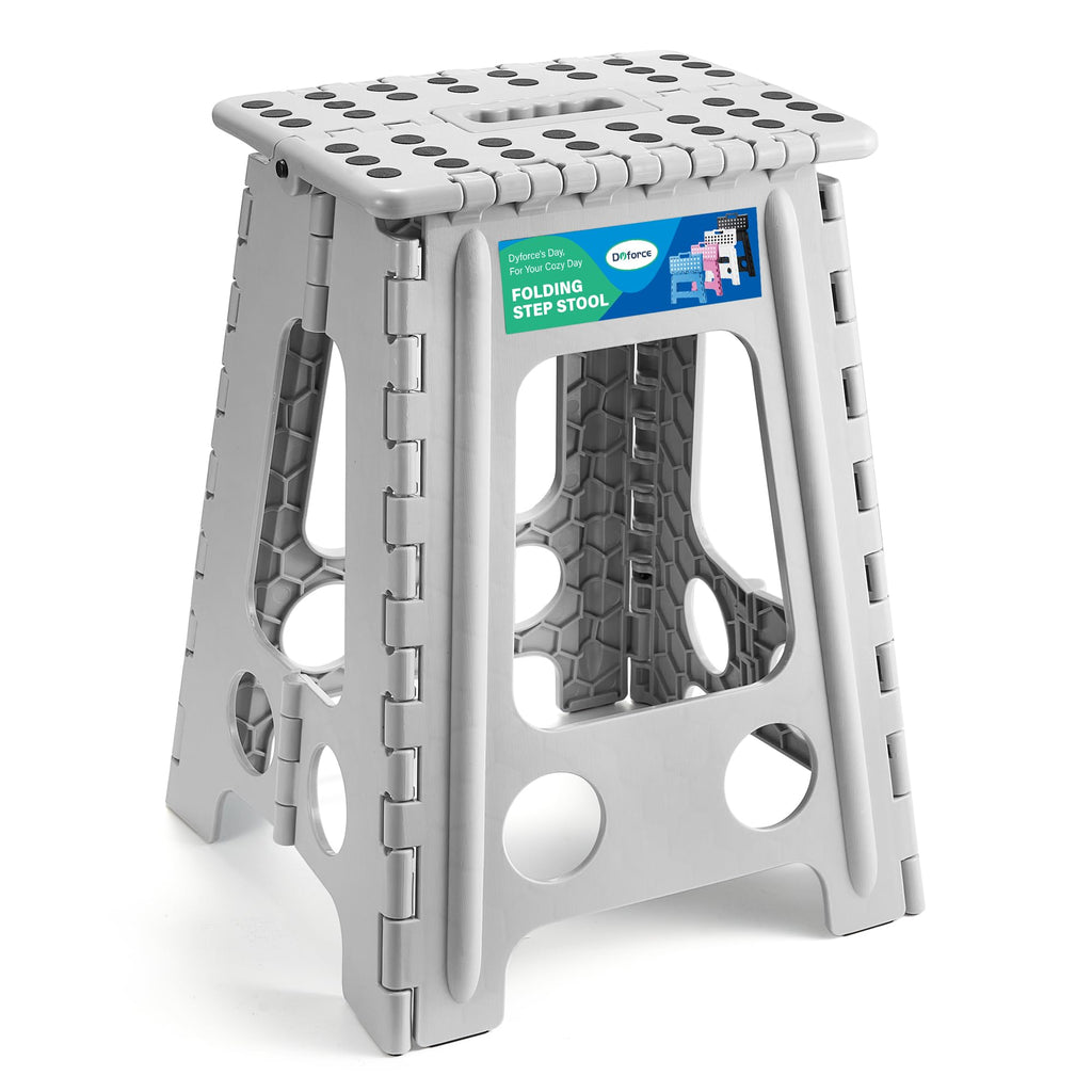 Dyforce Folding Step Stool 17.5 Inch,400lbs Foldable Step Stool for Adults, 17.5inch, Gray