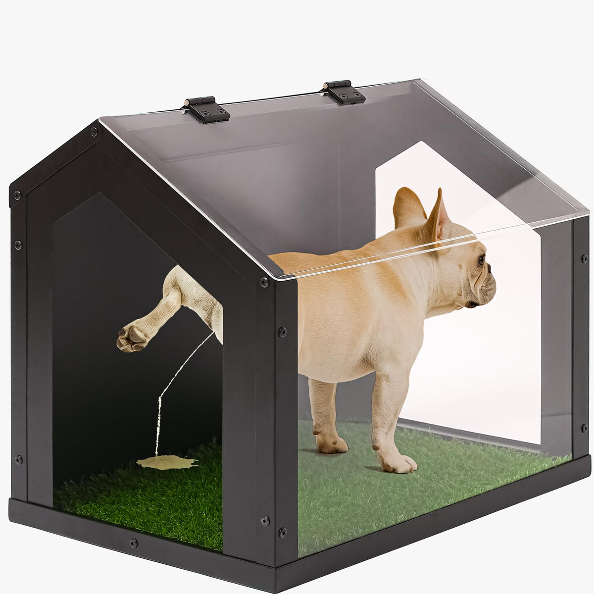 Stylish Indoor Dog Potty with High Walls, Durable Washable Fake Grass Mat, Splash Guard Design for Mess-Free Diagonal Peeing – Blends with Home Decor, Ideal for Indoor & Balcony Use