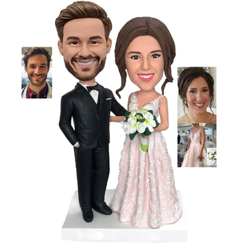 Couple 6/7/8/9 Inch,Custom Bobblehead Figurine Fully Customizable Wedding Cake Topper,Handcrafted Couple Dolls Personalized Figurines from Your Photo,Unique Gift for Anniversaries,Weddings,and Friends