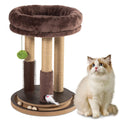 22 Inch Heavy-Duty Cat Scratching Post with Cozy Plush Bed, 3 Sisal Scratching Posts, Interactive Cat Scratcher with Grooming Brush, Hanging Pom-Pom, Track Balls & Mouse Toy for Indoor Cats
