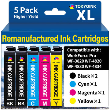 TOKYOINK Remanufactured Ink Cartridges Replacement for Epson 822XL Ink Cartridges Compatible for Workforce Pro WF-3820 WF-4830 WF-4820 WF-4830 WF-4833 WF-4834 Printer 5 Pack