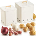 ZICOTO Beautiful Potato and Onion Storage Container Set, 10.1" & 8.9" - Perfectly Sized Spacious Canisters For Your Kitchen Counter Or Pantry - Food Safe Metal Bins Keep Produce Fresh Longer