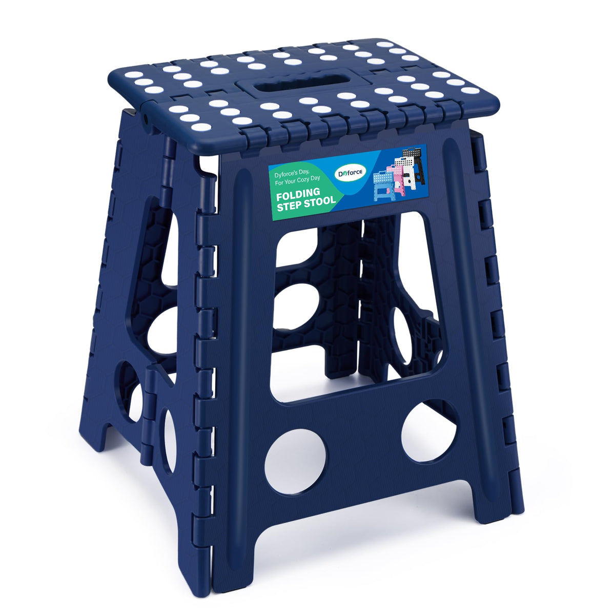 Dyforce Folding Step Stool 16 Inch,400lbs Foldable Step Stool for Adults, 16inch, Royal Blue