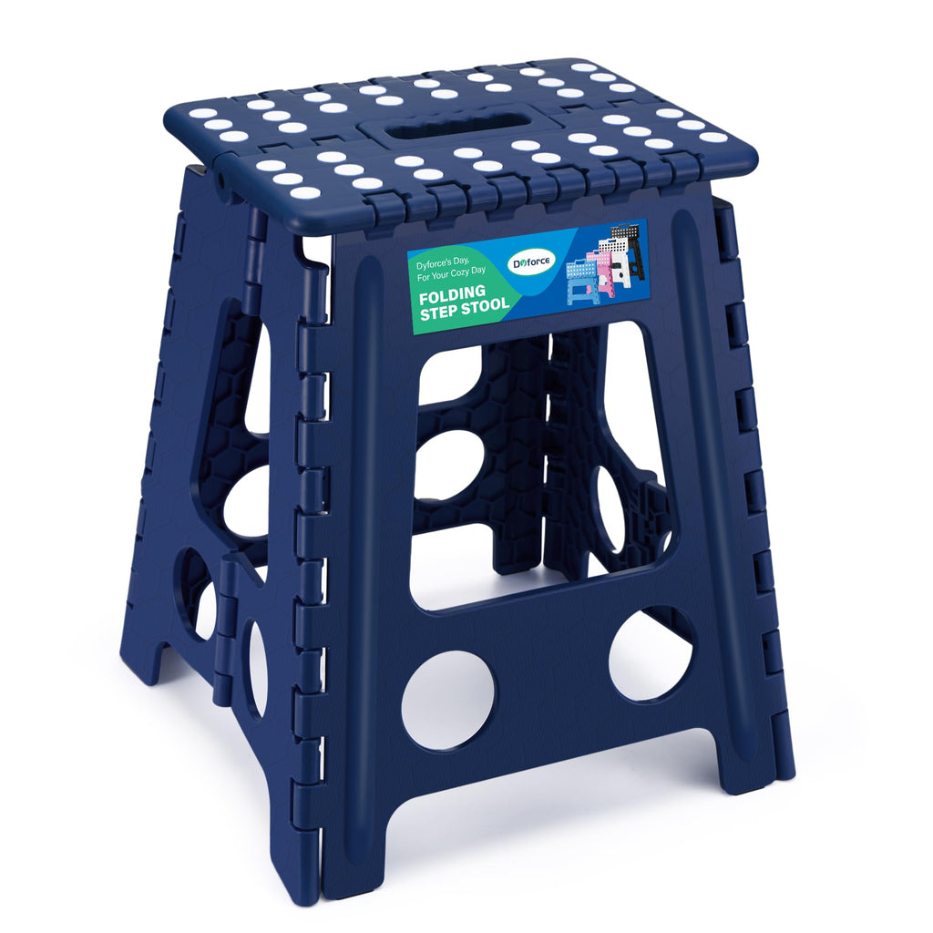 Dyforce 17.5 Inch Folding Step Stool 400lbs Capacity Sturdy Plastic Foldable Step Stools for Adults & Kids Stepping Stool with Handle Easy to