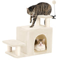 Happi N Pets Cat Stairs with Cat Scratching Post & Large Condo, Stable Pet Steps for High Beds Couch, 3 Combinations Ramp Tree Tower for Cats or Small Dogs, Removable Cushion & Bonus Toy, Beige