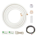 ICOOL 10 Ft. Mini Split Line Set, 1/4" & 3/8" O.D. Twin Copper Pipes, 3/8" Thickened PE Insulated Coil Copper Line for Air Conditioner HVAC Refrigeration and Heating Equipment, with Fittings