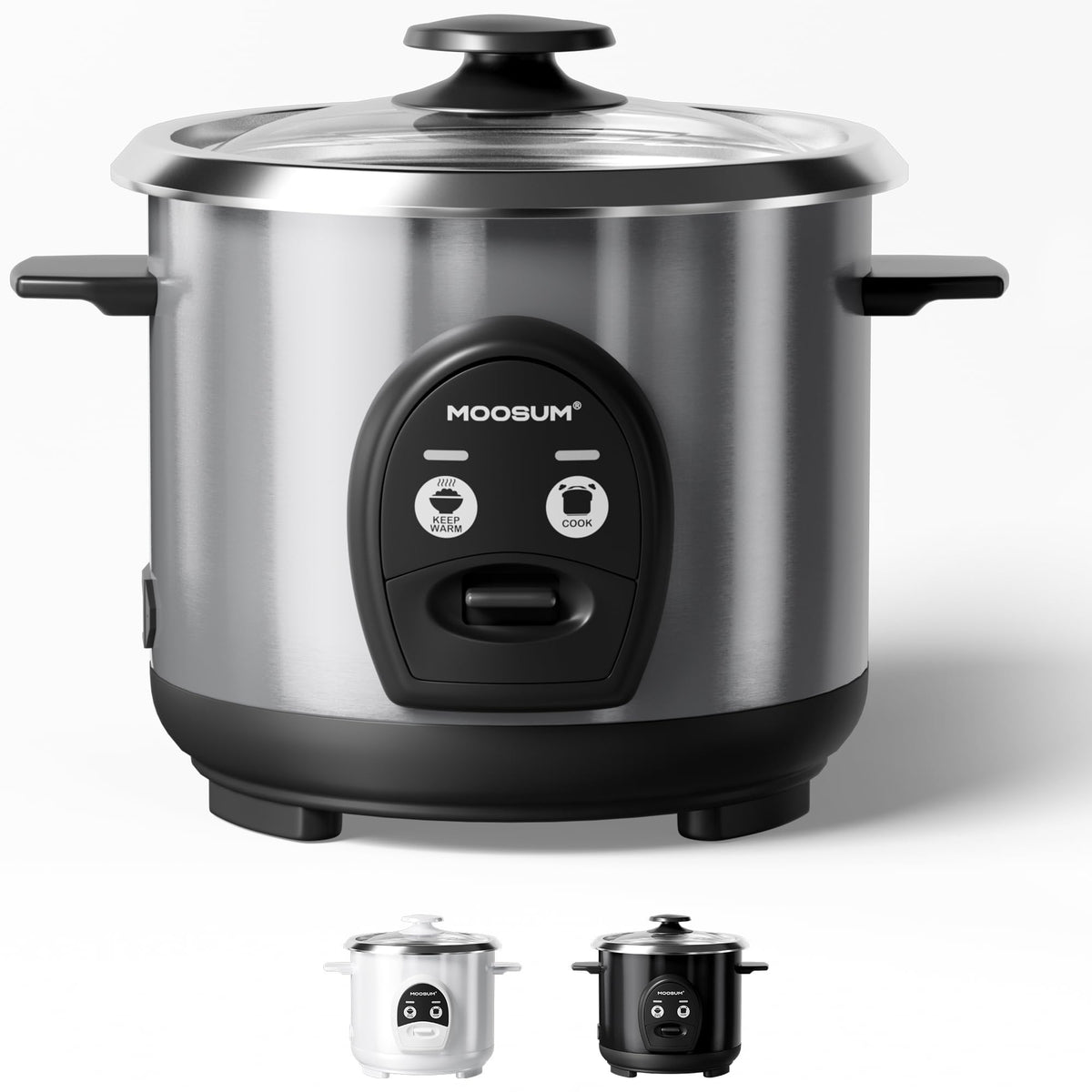 3-Cup Uncooked Rice Cooker Small, Stainless Steel Non-Toxic Inner Pot, One-Touch Multifunction for Rice/Sauté/Yogurt, Dishwasher Safe, 1-3 People Size, Silver