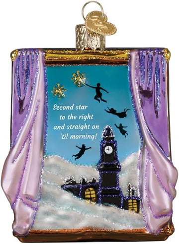 Old World Christmas Peter Pan's Second Star Glass Blown Ornament for Christmas Tree, Handcrafted Holiday Decoration, Disney Collection