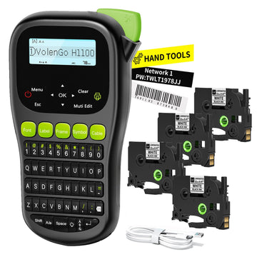 Label Maker Machine with 4 Tapes, Wire Label Maker Waterproof-Labels, Laminated Handheld Label Printer, Backlit & Portable & 3 Cable Modes, H1100 Labeler for Industrial Office Organization