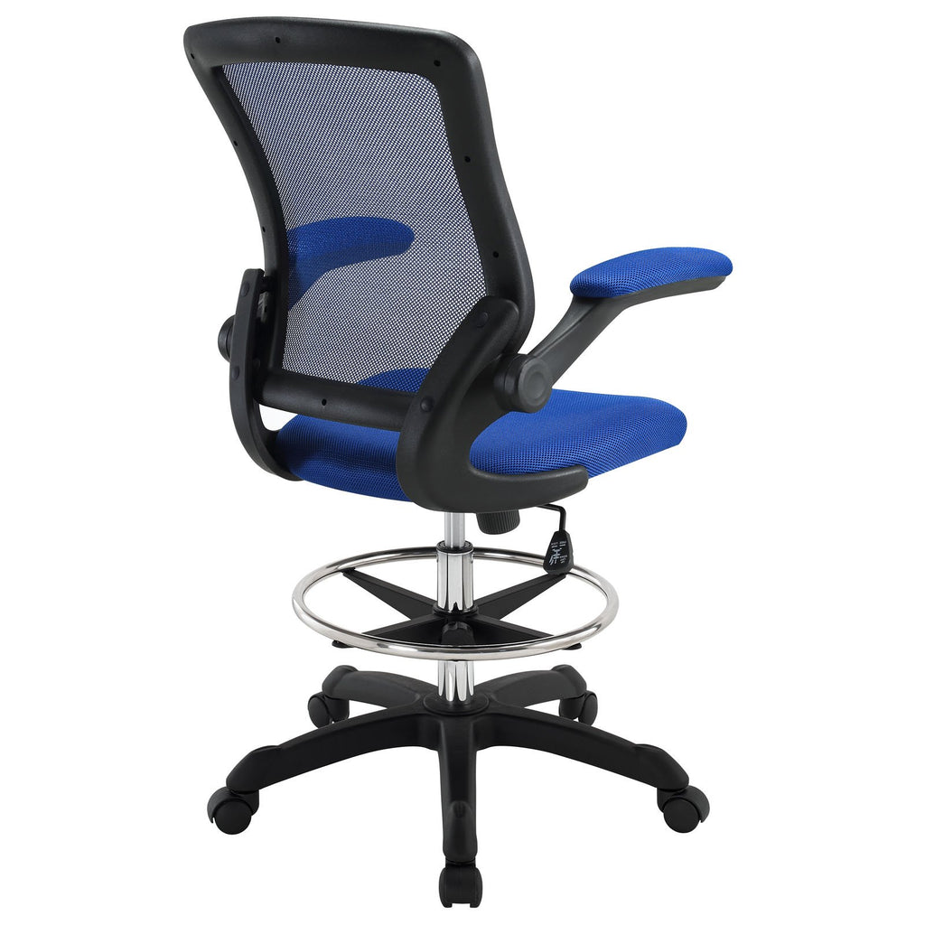 Modway Veer Drafting Chair - Reception Desk Chair - Flip-up Arm Drafting Chair in Blue