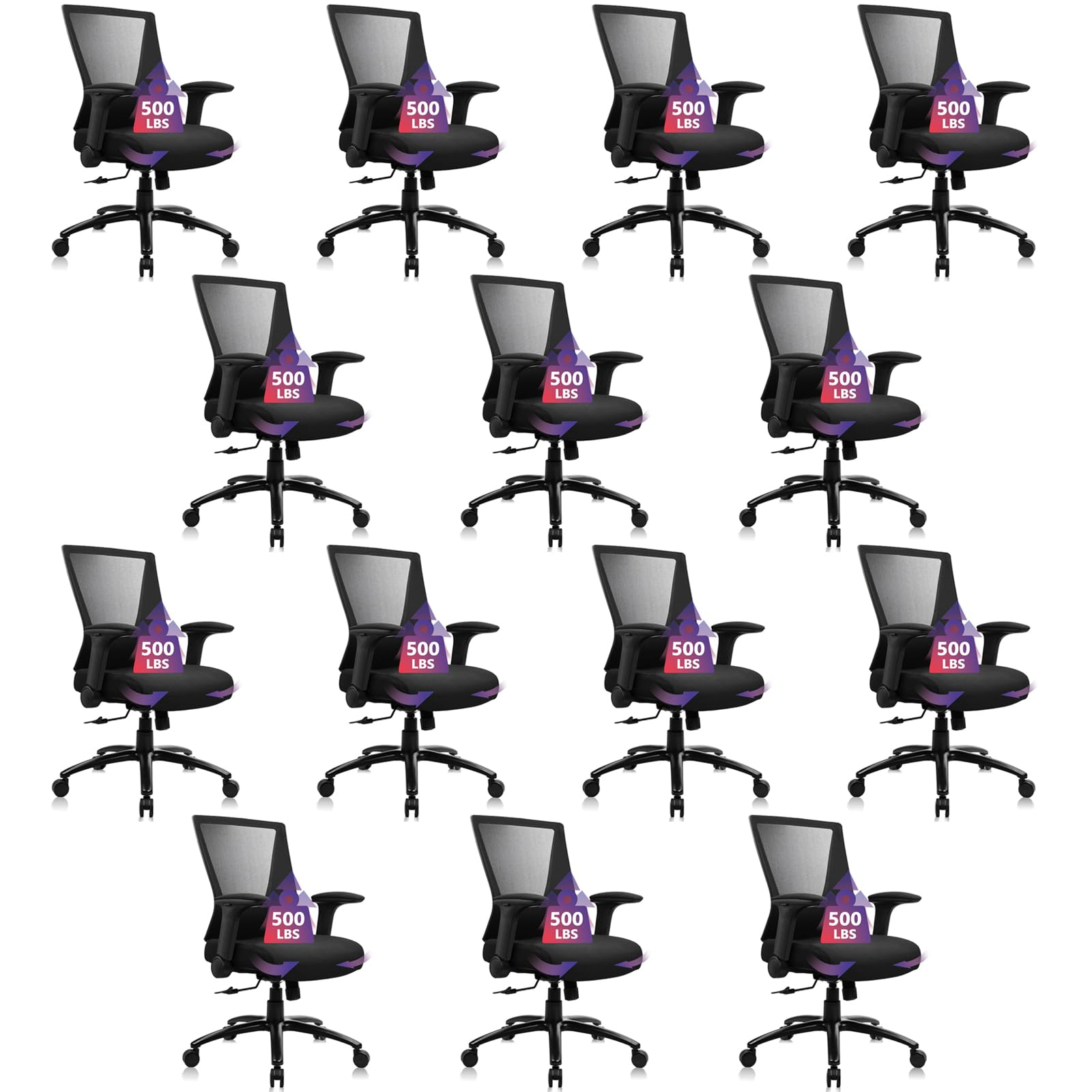 Clatina Big and Tall Office Chair Heavy Duty Ergonomic Desk Chair 500lbs with Flip-up Arms & Wide Thick Seat Cushion Home Executive Swivel Mesh