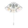 Aspen Creative 22013-1, Three-Light Ceiling Fan Light Kit with Pull Chain, Matte White Finish with Clear Glass Shades, 13-1/8" Diameter x 6-3/4" Height
