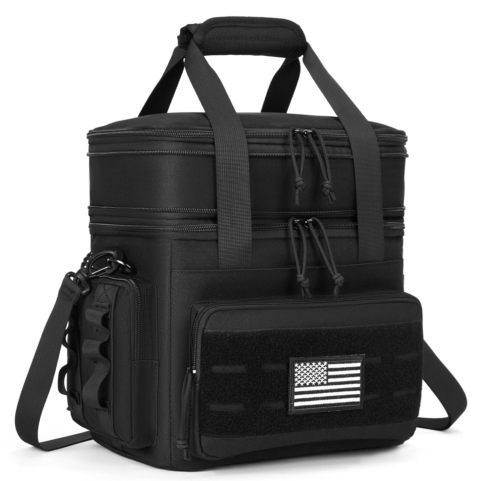 holuxer Tactical Lunch Bag & Lunch Box for Men - Large Double Deck Expandable Insulated Soft Adult Lunchbox for Work - Cooler Bag for Beach, Picnic, Camping,Outdoor?Travel (Black,16L)
