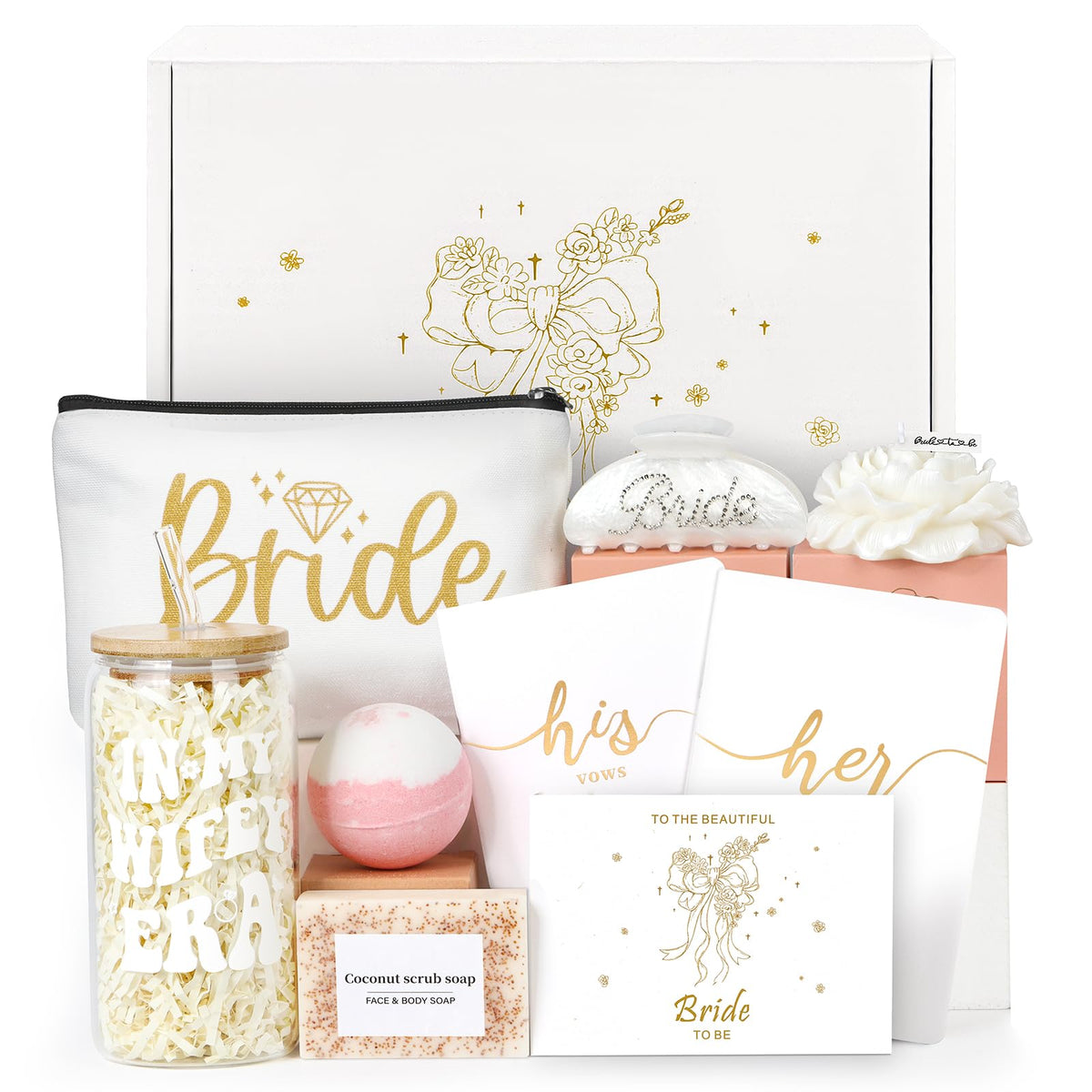 Bridal Shower Gifts for Bride To Be - Unique Bride Gift Box Set with Gifts Ideas, Bachelorette Party Gifts, Engagement Wedding Presents for Women, Wifey Future Mrs Gifts