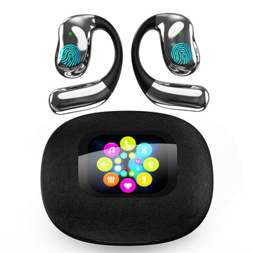 AI Translator Earbuds Real-Time 180 Languages 8 Offline Modes OWS Touchscreen HD Sound iOS Android Compatible Extended Battery Life Suitable for Travel Business Black