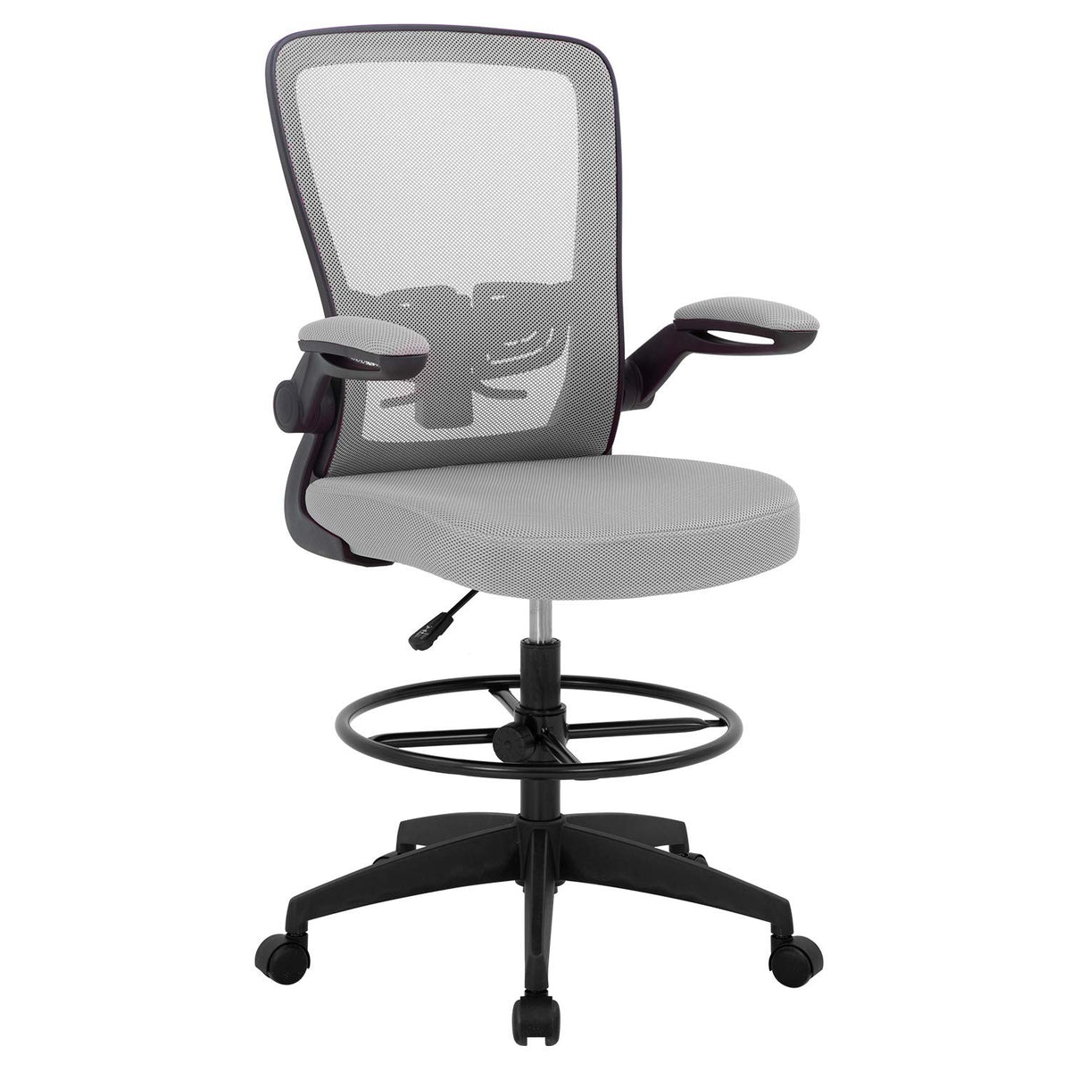 Bestoffice Drafting Chair Tall Office Chair Standing Desk Chair with Lumbar Support Height Adjustable Armrest Footrest Mid Back Swivel Rolling