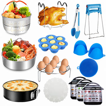 Accessories for Instant Pot, 73 PCS Accessories for Pressure Cooker for 5/6/8 Qt Electric Pressure Cooker -2 Steamer Baskets, Steamer Rack, Non-stick Springform Pan, Egg Rack