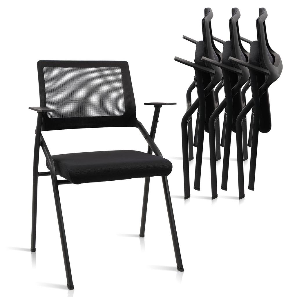 Clatina Stackable & Foldable Office Chairs with Ergonomic Lumbar Support and Thickened Seat Cushion, Folding Mesh Fabric Reception Guest Chair