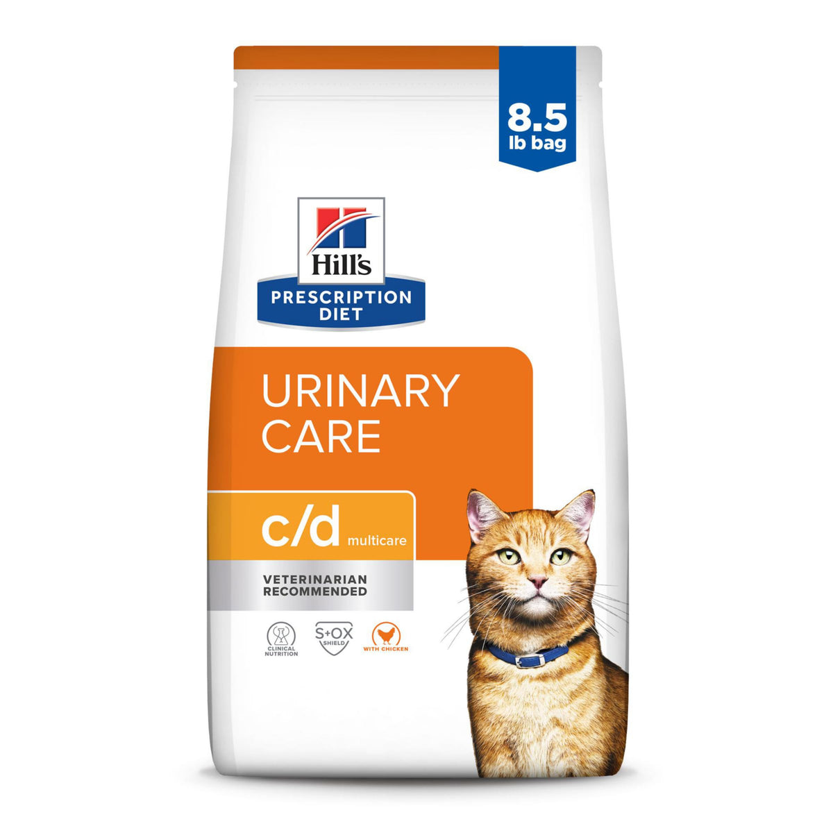 Hill's Prescription Diet c/d Multicare Urinary Care Dry Cat Food, Chicken, 8.5 lb. Bag