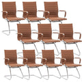 Hny 10-pack Pu Leather Office Guest Chairs, 10 PCS, Coffee