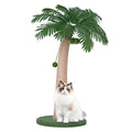 43 Inches Tall Cat Scratching Post for Large Cat, Coconut Tree Shaped Sisal Scratcher for Indoor Cat with 3 Pompoms