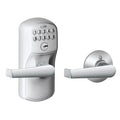 Schlage Plymouth Keypad Lock with Lever Handle, Electronic Keyless Door Entry, Auto?Lock Enabled, Satin Chrome, FE575 PLY 626 ELA