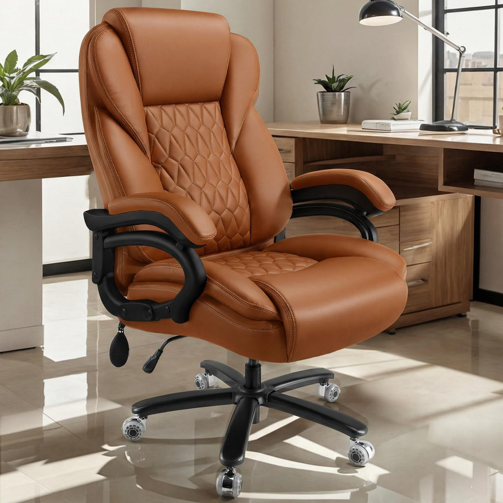 Famsway 600lbs Big and Tall Office Chair with Pocket Spring Cushion, Heavy Duty Office Chair for Low Back Pain Relief, Large Executive Office
