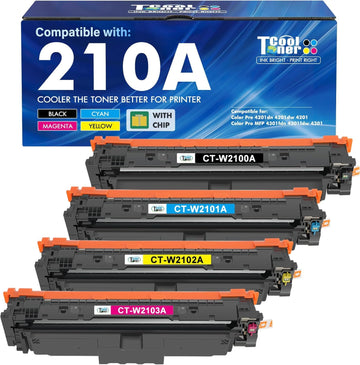 210A Toner Cartridges 4 Pack 210 4301fdw 4201dn Compatible for HP210A 210X for HP Color LaserJet Pro MFP 4301fdn 4201dn 4201dw W2100X W2100A Series Printer Ink ?Black Cyan Yellow Magenta(with Chip)