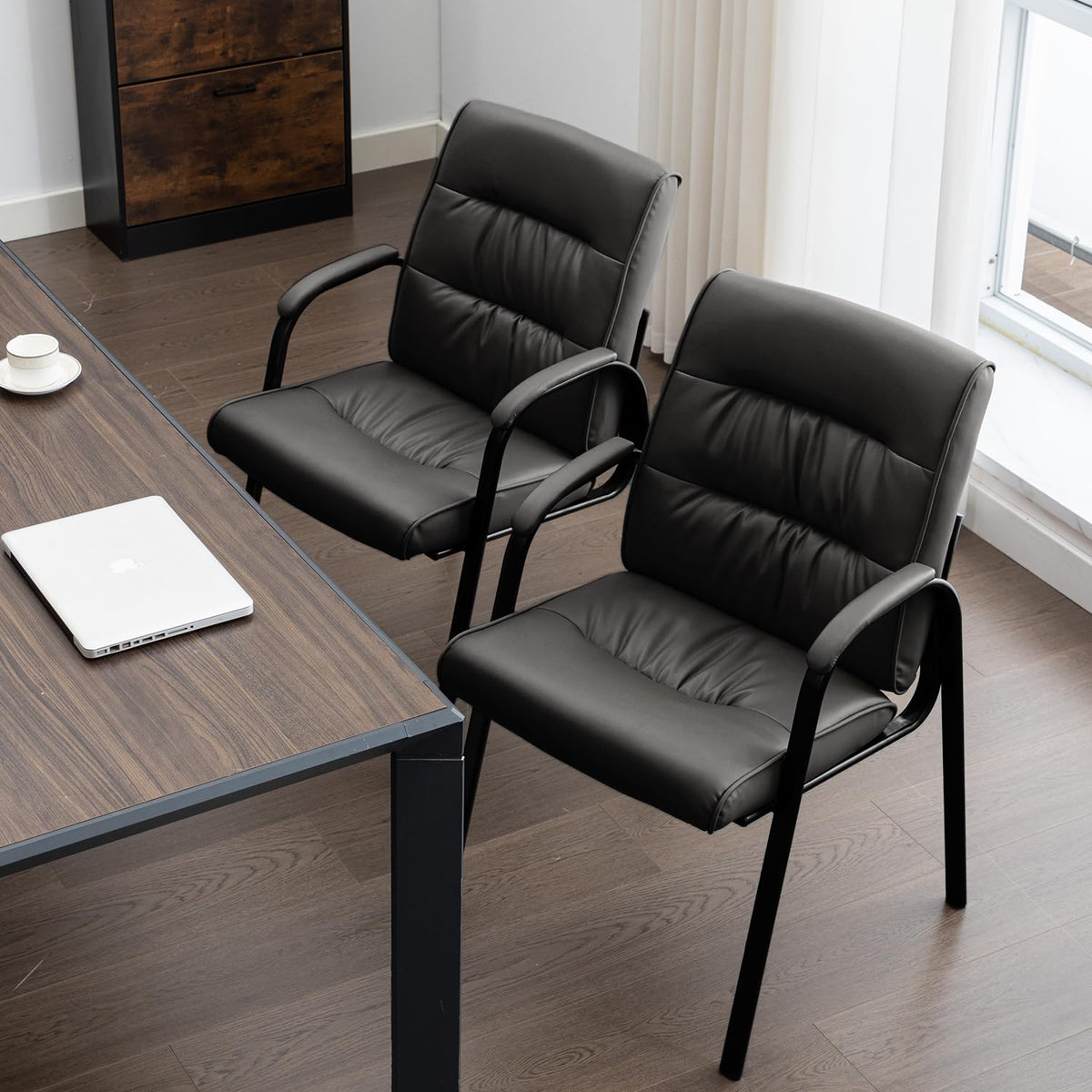 Boiskom Office Guest Reception Chair, Conference Room Chairs Waiting Room Chairs, Modern Leather Office Desk Chair No Wheels., Burgundy