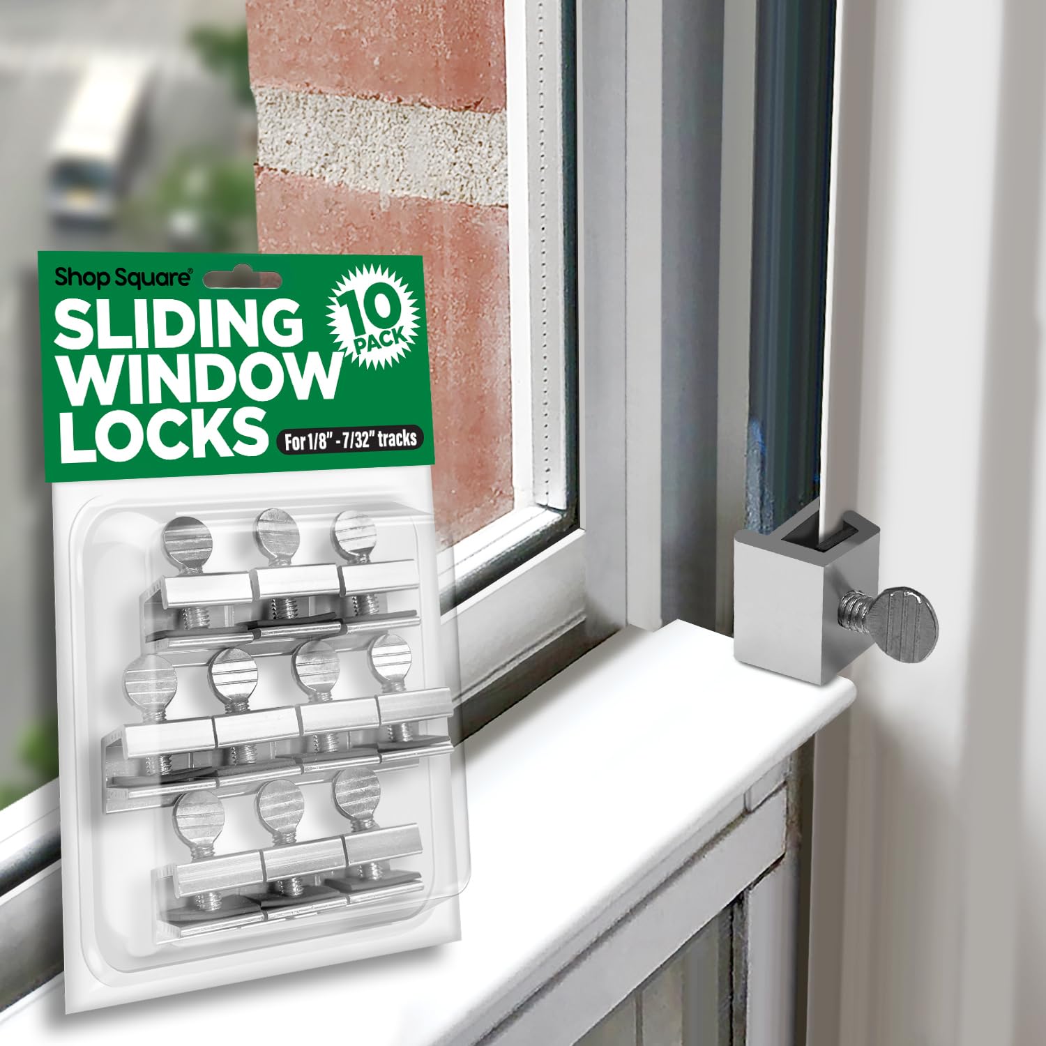 Window Locks, 10 Pack for Vertical and Horizontal Windows, Adjustable Aluminum Stoppers, Window Security, No-Drill Install, Requires 28-36mm Clearance