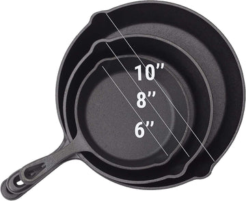 MEKBOK Pre-Seasoned Cast Iron 3 Piece Skillet Set